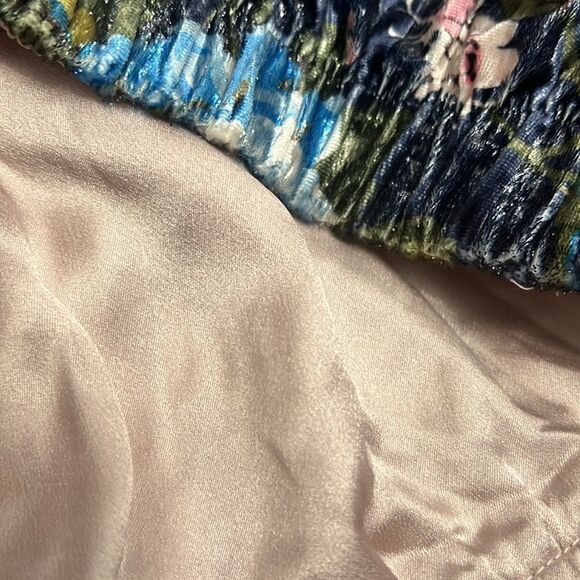 Victoria’s Secret LUXE Floral Stripe Velvet Pajama pants blue multicolor Large - Picture 9 of 9